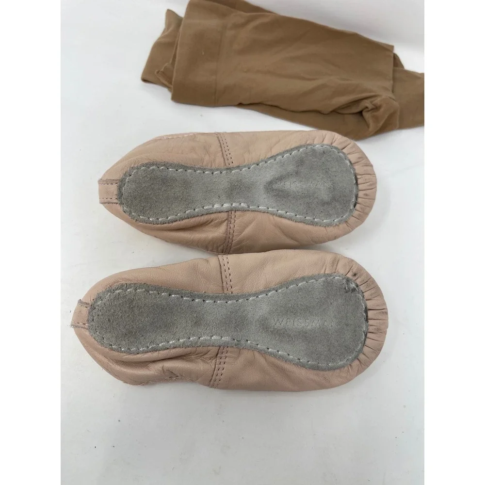 Weissman Ballet Slippers Kids Size 10CW Pink Good Leather Dance Shoes & Tights